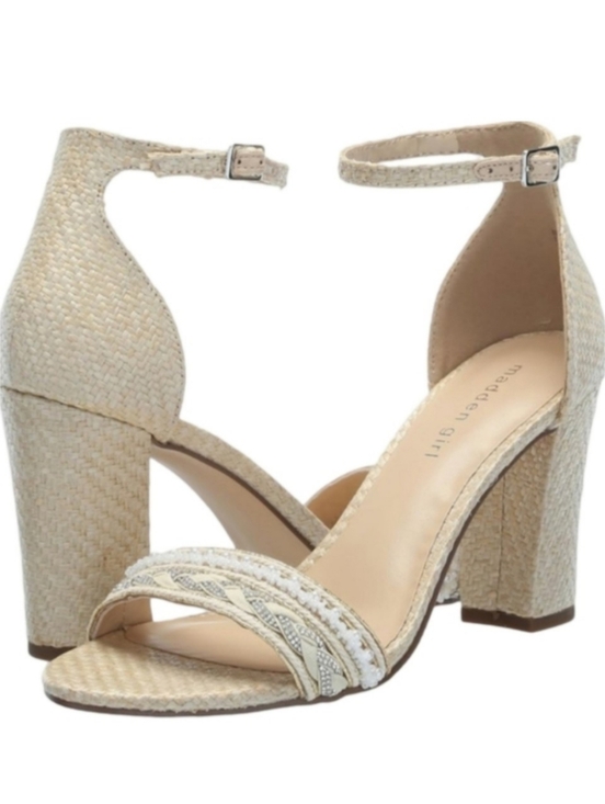Madden Girl Shoes - Madden Girl Bella Block Heel Sandals Size 7 Ivory Pearl Wedding Boho NEW